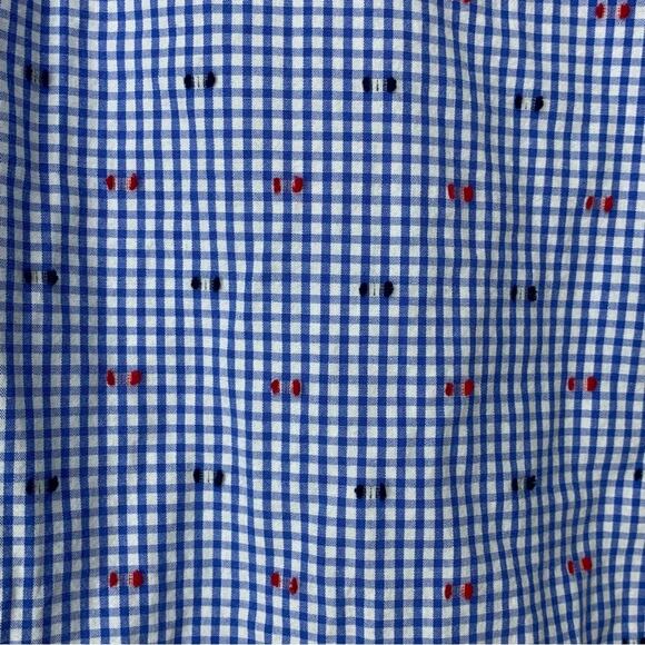 Ruby Rd. Button Down Shirt Petite Large Blue White Checkered Roll Tab Sleeves - Picture 9 of 13